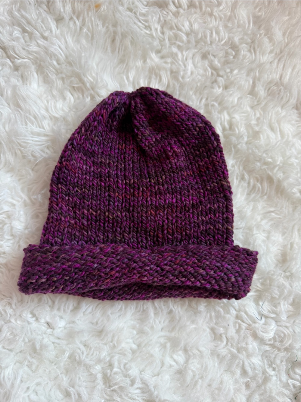 Handknit Beanie Hand dyed Merino Wool - BlackBerry Season #2